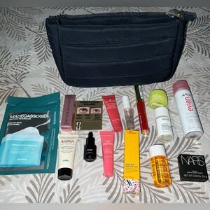 Ulta Navy Cosmetic Bag with Assorted Beauty Products